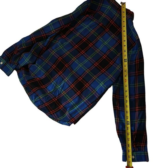 Old Navy Blue Plaid Button Down M Preppy Grunge Festival Beach Gorpcore Western - Picture 9 of 11